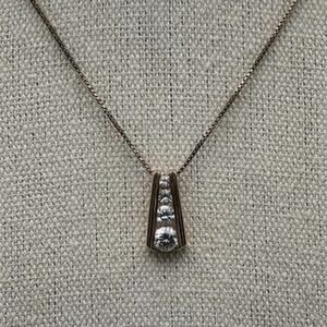 Dainty CZ Bar Pendant Necklace Gold Vermeil Sterling Silver 925 - Modern Chic
